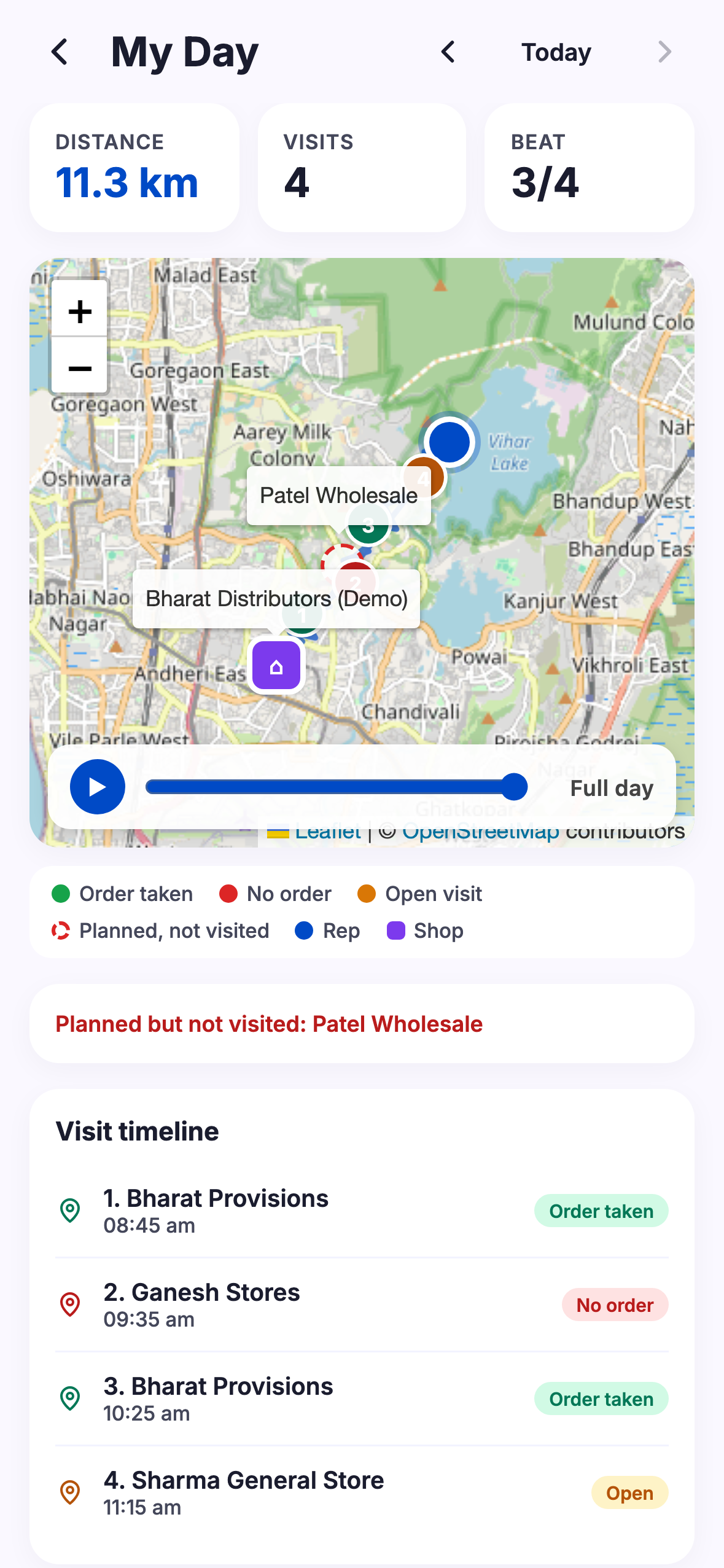 See the day on a map screenshot