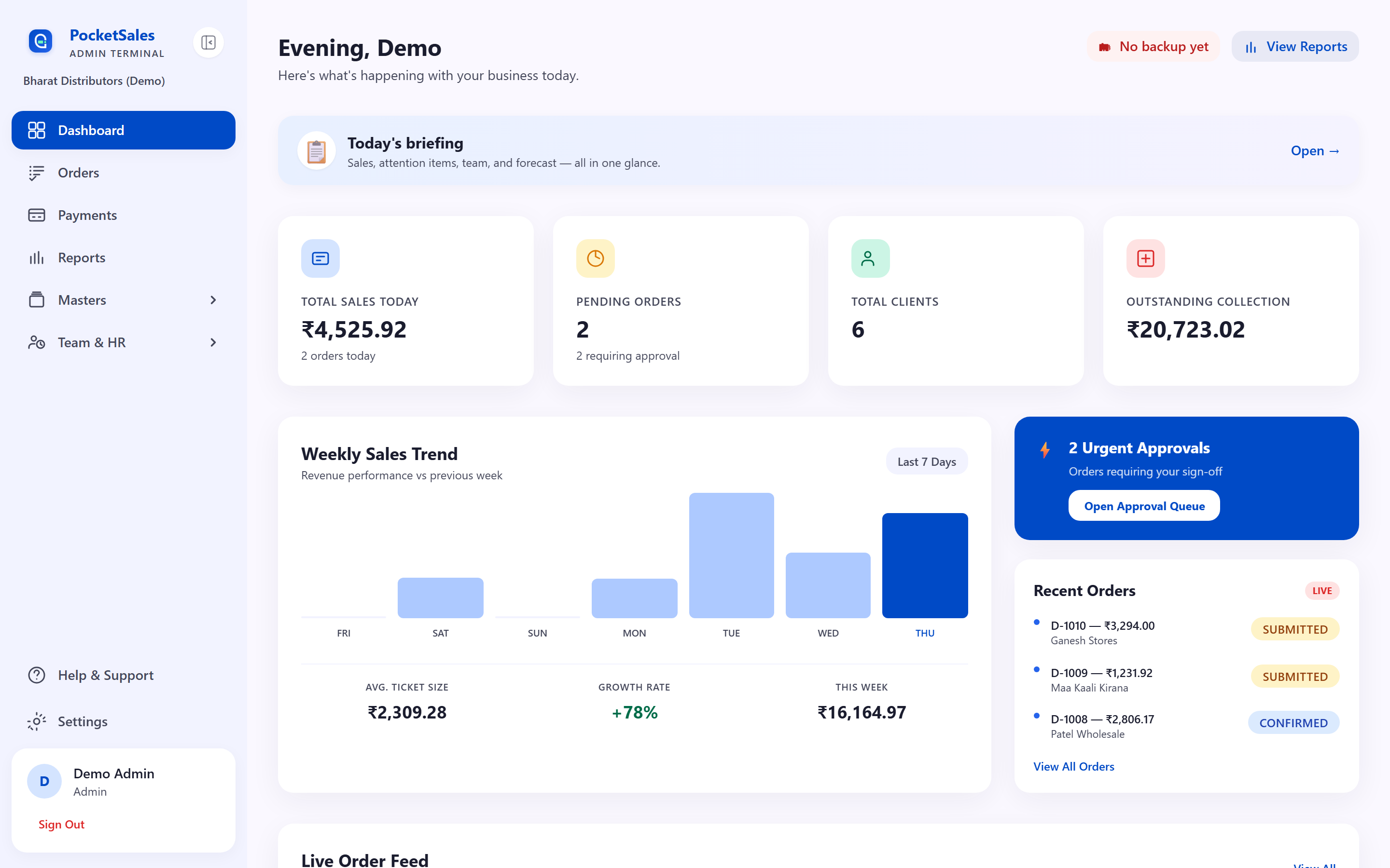 Dashboard screenshot
